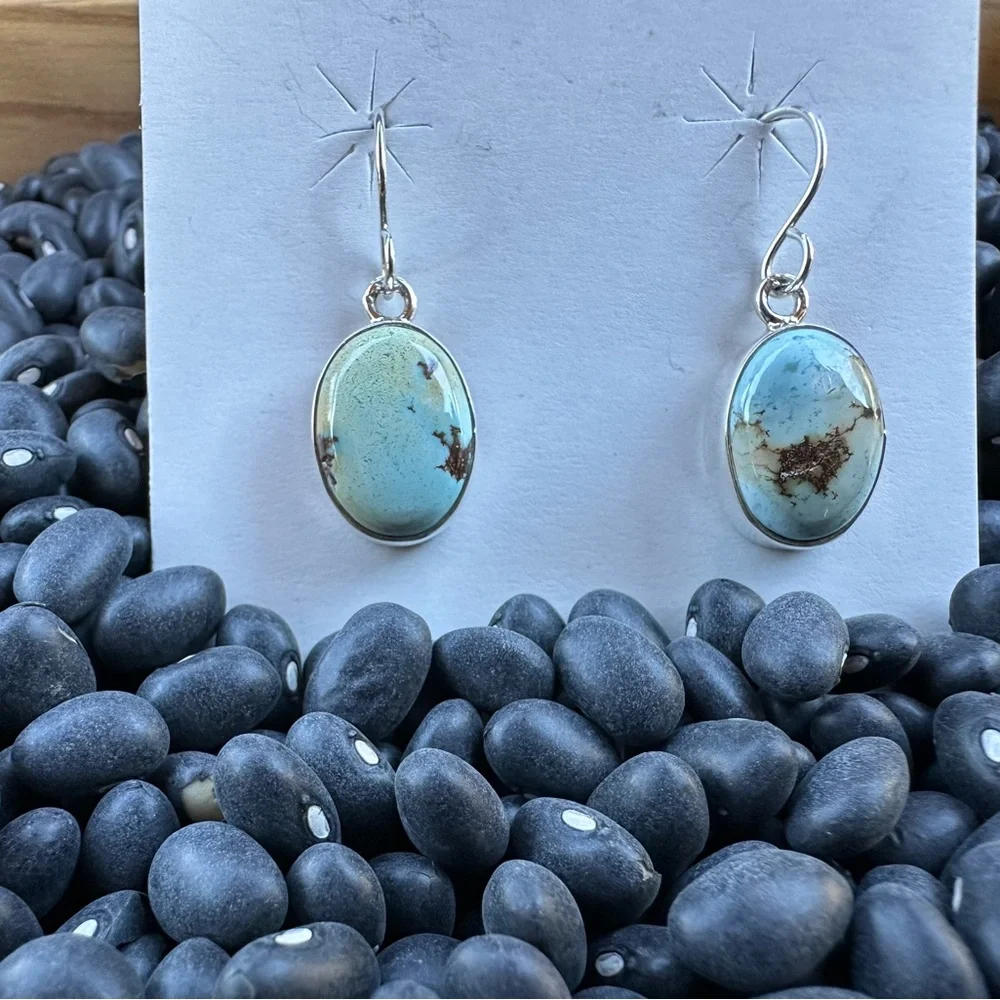 Turquoise and Silver Navajo Earrings - Picture 3 of 7